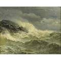 James gale tyler american 18551931 oil on canvas of crashing waves framed signed 13 x 15