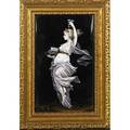 French enamel on copper plaque female spirit above a city with a box of jewels 19th20th c framed signed ts 6 14 x 4 sight
