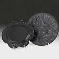 Lalique twentynine items 20th c fourteen algues dinner and dessert plates together with a laure noire serving platter one of each shown script signatures dinner plate 11 dia