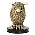 Asian ivory carving owl with mouse in its beak intricately carved feathers and talons on hardwood base 20th c artist cipher 8 14 without base