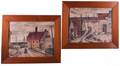Signed Fishing Village Watercolors Pair