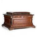Regina disc music box walnut case ca 1900 with approx 65 15 12 discs marked 13 12 x 22 12 x 20 12