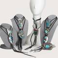 Navajo sterling silver accessories ten bolo ties and one belt buckle by makers including timothy leo s ray fw don kindred and d dene  dale 20th c largest 3 34