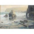 Bennett bradbury american 19141991 oil on canvas along the big sur coast framed signed 26 x 38