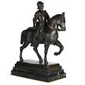 19th c equestrian bronze sculpture after the model by andrea del verrocchio on marble plinth probably italian stamped verrocchio 1480 28 x 20 12 x 10 with plinth