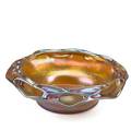 Tiffany studios rare gold favrile glass low bowl with reticulated edges new york 1915 5538jlc tiffany  favrile 2 x 6 34