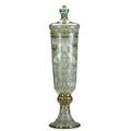 J  l lobmeyr exceptional tall coupe with crownshaped cover enameldecorated in the medieval style vienna 1880s lobmeyr mark total 24 x 6 12