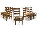Gustav stickley set of eight ladderback side chairs eastwood ny ca 1904 black decals to all 35 34 x 17 x 16 12