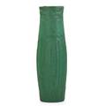 Owens tall mat green vase embossed with trees stamped x2 13 12 x 4 14