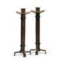 Roycroft pair of hammeredcopper strap candlesticks east aurora ny 19101915 orb and cross mark 12 12 x 4 12 sq
