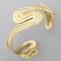 Artisinal 14k yellow gold wave cuff 1977 forged ribbon designed as ripples and whiplashes in the art nouveau manner unidentified maker 528 dwt 822 gs