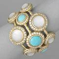 Ippolita 18k gold diamond lollipop cluster ring three rows of faceted motherofpearl and turquoise cabochons in diamond halos approx 80 ct tw 85 dwt 133 gs size 7