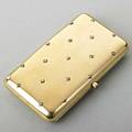 Gold diamond cigarette case ca 1910 smooth rectangular case the cover set with a field of seventeen omc diamonds diamond thumb press 4678 approx 15k unmarked 428 dwt 666 gs 3 18 x
