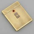 Jeweled 15k gold card case ca 1920 rectangular engineturned surfaces coral thumb press deploys hinged lid rose cut diamond platinum ornament 515 dwt 801 gs 2 78 x 2 14 internation