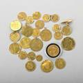 Gold coins and medallic coinage for jewelry twentythree foreign elements 18th20th c includes cased charlotte of luxembourg coin 49 dwt 76 gs