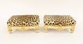 Pair of Louis XVI Style Footstools w Leopard Fur