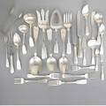 Old newbury crafters silver flatware service fiddleback pattern 128 piece service for twelve and 19 serving pieces forks 8 forks 7 18 24 cakesalad forks 6 34 8 appetizer forks