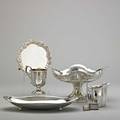 American and english silver 18th20th c seven items george ii chippendale style silver salver by william peaston london 1746 6 58 standing mug by john l westerelt ny ca 1830 unmarked si