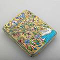 Russian enameled silvergilt cigarette case moscow 19081927 possibly dp nickitin polychrome shaded cloisonne depicts swimming swans butterflies and flowers among strawberries 162 gs 3 34