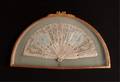 Framed Silk and Mother of Pearl Folding Fan