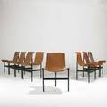 Katavalos littell and kelley laverne international eight t chairs no tg10 usa 1950s enameled steel saddle leather unmarked 32 x 22 x 22
