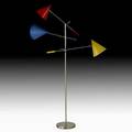 Lightolier articulated threearm floor lamp usa 1990s chromed steel brass enameled steel and aluminum plastic reinforced fiberglass unmarked as shown 62 x 45 x 31