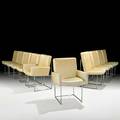 Milo baughman thayer coggin set of ten dining chairs two arm four tallback side four lower side high point nc 1970s chromed steel mahram neoprene unmarked arm 34 x 24 x 23  tallbac