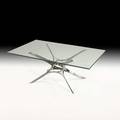 Roger sprunger dunbar radiant coffee table berne in 1950s polished stainless steel glass unmarked 19 14 x 50 x 30