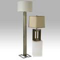Carole stupell ragga table lamp and floor lamp italy 1970s chromed steel brass linen floor lamp stamped with designed with designers name floor lamp 68 x 18 dia table lamp 32 x 15 sq