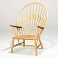 Hans wegner johannes hansen peacock chair denmark 1960s ash teak rush branded mark 42 x 31 x 30