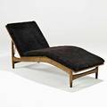 Ib kofodlarsen selig adjustable chaise denmark 1960s stained beech brass upholstery metal label fully reclined 28 12 x 63 x 23