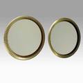 Stilnovo pair of illuminating mirrors italy 1950s brass mirrored glass unmarked 33 dia x 3