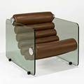 Fabio lenci comfortline lounge chair italy 1960s glass vinyl polished aluminum plastic comfortline label acidetched securit mark to glass 27 12 x 35 12 x 29