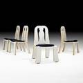 Robert venturi knoll international four queen anne chairs usa 1980s laminated plywood upholstery manufacturers labels 38 12 x 26 34 x 24