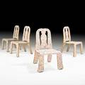 Robert venturi knoll international set of four queen anne chairs in grandmothers tablecloth pattern usa 1980s laminated plywood unmarked 38 12 x 26 12 x 24 34