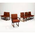 Vladimir kagan vladimir kagan designs inc set of six cubist chairs no 6724 6724a four side and two arm new york 1970s walnut upholstery unmarked 34 12 x 18 x 24 34 12 x 23 x 2