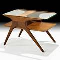 Vladimir kagan kagandreyfuss tiered side table new york 1950s sculpted walnut glass branded 20 x 30 x 20