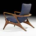 Vladimir kagan kagandreyfuss contour lounge chair no 175e usa 1950s walnut upholstery branded 32 x 29 12 x 34