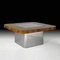 Paul evans directional cityscape dining table usa 1970s burled walnut chromed steel signed 30 x 69 sq