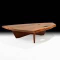 George nakashima nakashima studios conoid coffee table new hope pa 1966 english walnut rosewood signed with clients name 13 x 58 12 x 36 12