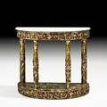 James mont james mont design demilune console usa 1960s marble gilt wood unmarked 31 x 36 x 12