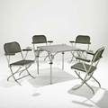 Warren mcarthur gaming table and four folding chairs usa 1930s aluminum leather vinyl unmarked table 28 x 34 cubed chairs 34 12 x 24 12 x 22