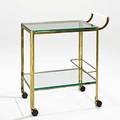 Jacques quinet bar cart france 1960s bronze glass plastic casters unmarked 31 12 x 16 14 x 28 12