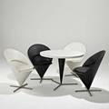 Verner panton pluslinje cone table and four chairs denmark 1950s lacquered wood vinyl chrome steel unmarked table 23 12 x 31 12 dia