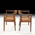 Hans wegner johannes hansen pair of the chair denmark 1960s teak cane branded 30 x 24 34 x 20