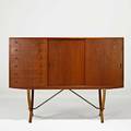 Hans wegner carl hansen  son cabinet denmark 1950s teak oak brass branded retailer label 49 34 x 66 14 x 19