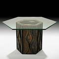 Paul evans paul evans studio center table new hope pa 1960s welded polychromed and bronzed steel glass unmarked 26 x 48 dia provenance purchased directly from artist