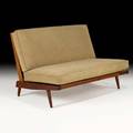 George nakashima nakashima studios settee new hope pa 1966 walnut upholstery unmarked 30 12 x 47 34 x 32 provenance copy of original receipt
