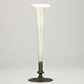 Tiffany studios tall floriform bud vase new york ca 1915 favrile glass acidetched gilt bronze liner etched lct favrile base stamped louis c tiffany furnaces inc 158 17 x 5 12 dia