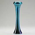Tiffany studios tall blue and green favrile glass bud vase new york etched 7741 k lc tiffany favrile paper label 12 12 x 3 4